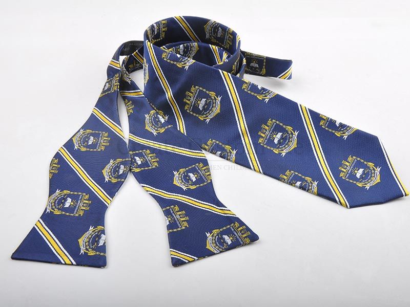 Custom silk woven tie with matching self bowtie