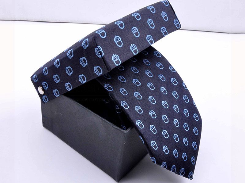 custom silk woven tie with matching box