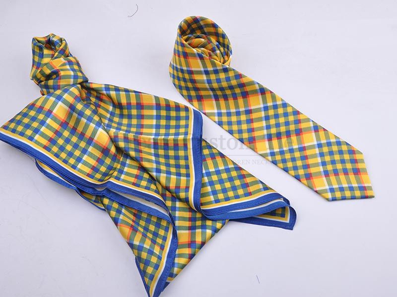 Custom silk print tie with silk print scarves